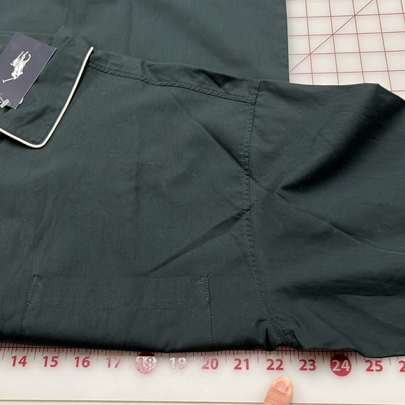 RALPH LAUREN NWT Men's Long SLV 1 Pocket BLK w/ WHT Trim Cotton Pajama Top SZ M - Picture 15 of 16
